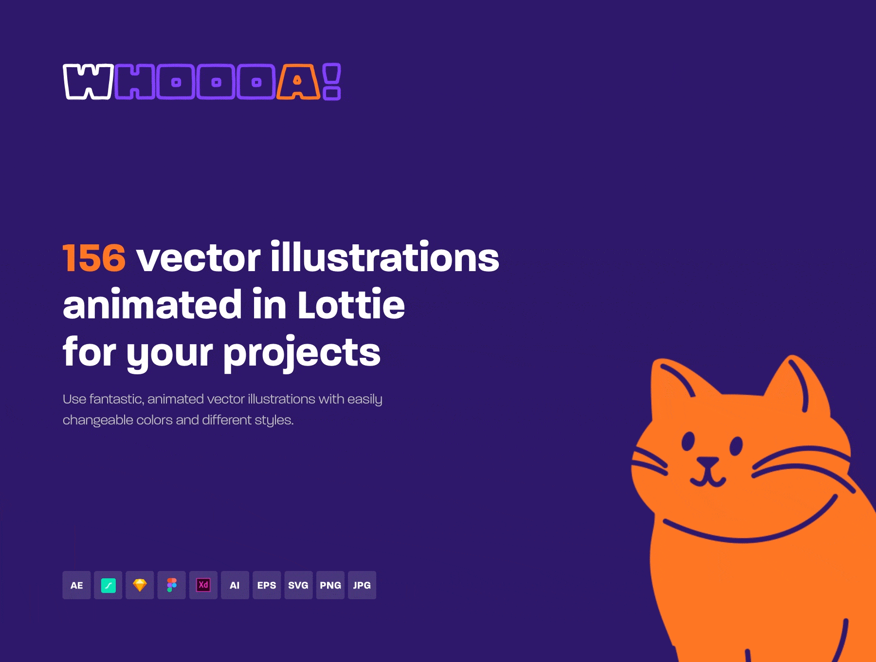Whoooa！156个矢量Lottie动画 Whoooa! 156 vector Lottie animations sketch, psd, ai, After Effects, AE, xd, figma格式-插画-到位啦UI